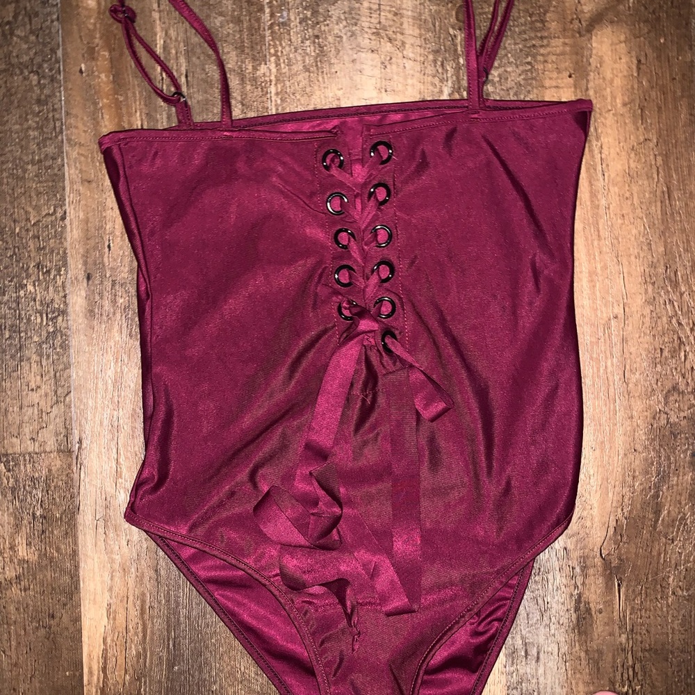 One Piece Lace Up Swimsuit